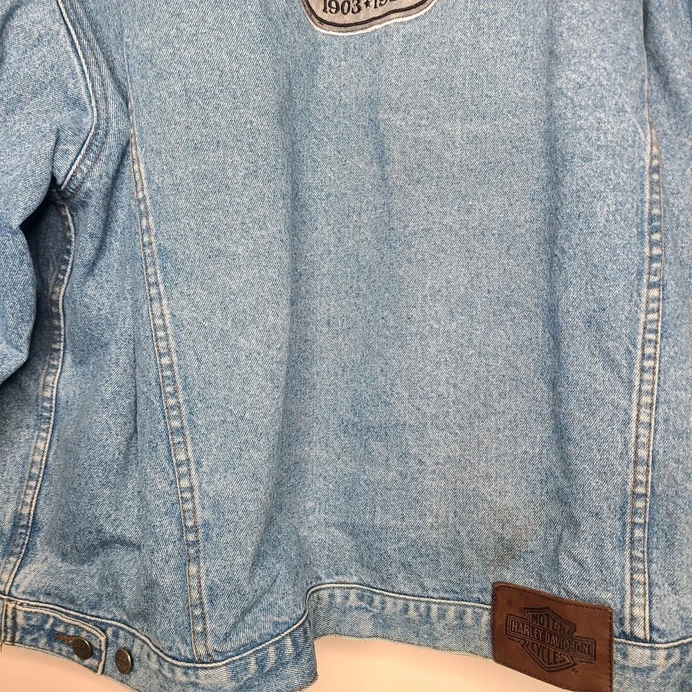 Harley Davidson Vintage 95th Anniversary Denim Trucker  Jacket Men's Size XXXL‎